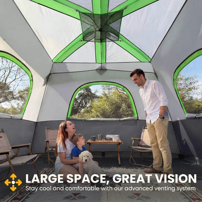 6 Person Waterproof & Windproof Family Camping Tent with Large Interior, Easy Setup Cabin Tent with Mesh Windows & Skylights, Portable Outdoor Tent for Car Camping, Hiking, Fishing
